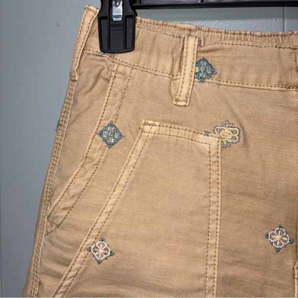 Anthropologie Pilcro Tan Embroidered High Waist Roamer Pant 25 Petite - Picture 4 of 10